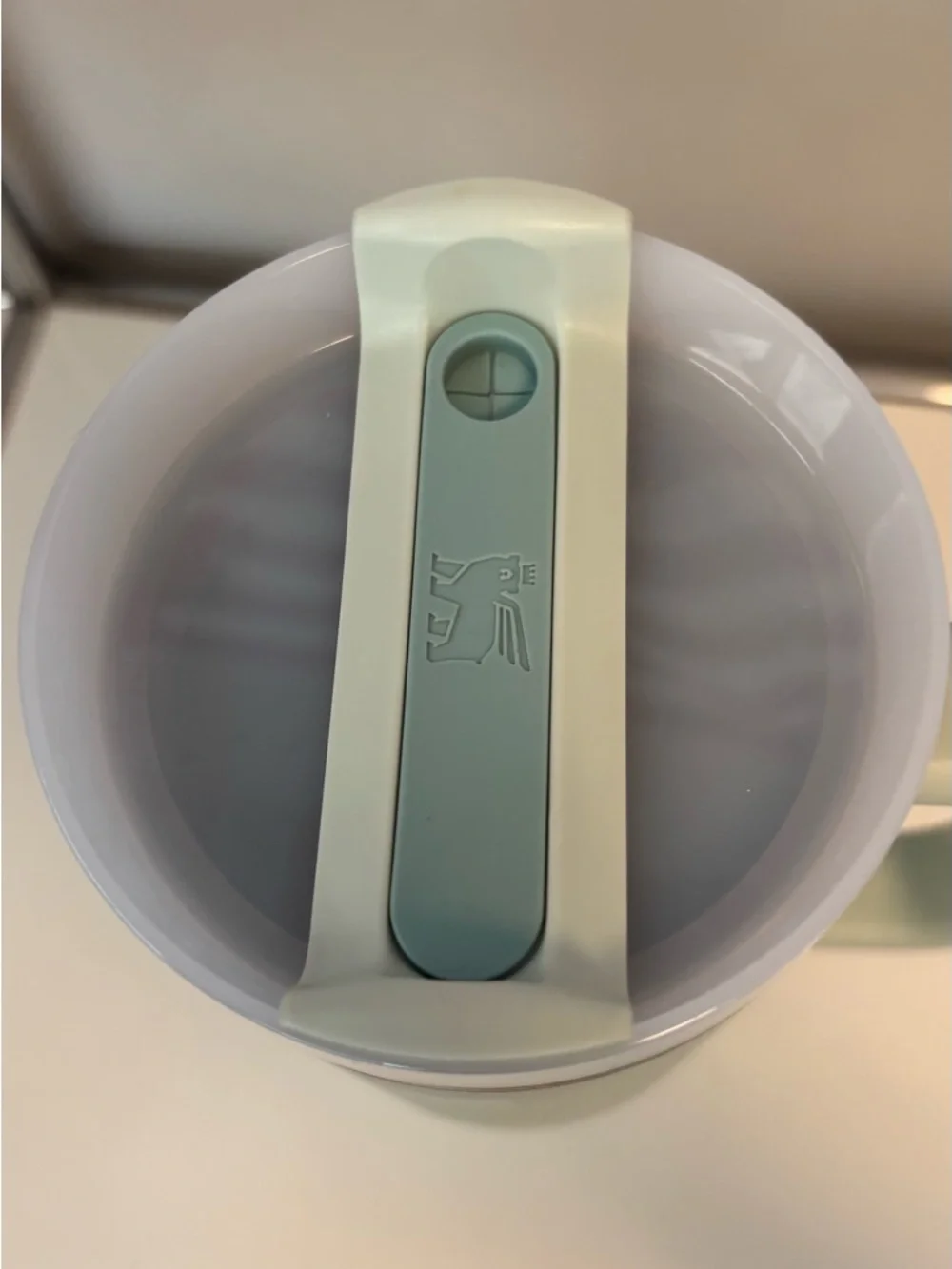 One Stanley Mint Green Travel Tumbler with Handle one grey blue Stanley Tumbler - Picture 5 of 11